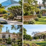 Garden wedding venues in San Diego featuring lush botanical gardens, estate lawns, historic architecture, and elegant outdoor wedding settings