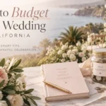 How to budget for a wedding in California with a coastal wedding setting, floral arrangements, and a wedding budget planner