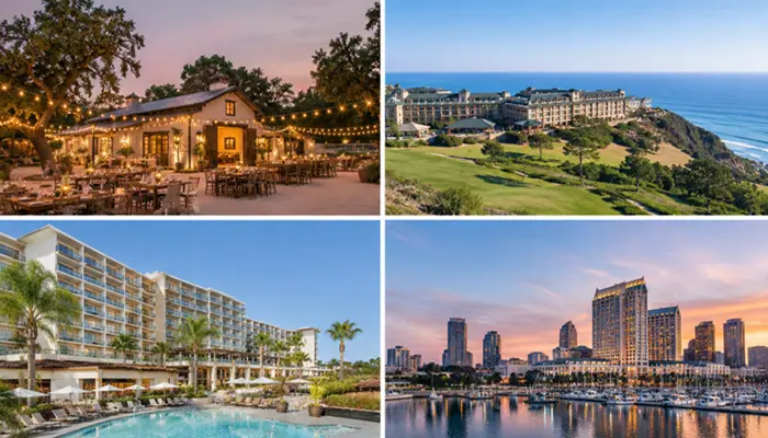 Indian wedding venues in San Diego featuring elegant outdoor, resort, and waterfront settings